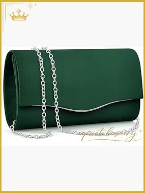 Faux Suede Envelope Clutch Evening Bag with Chain